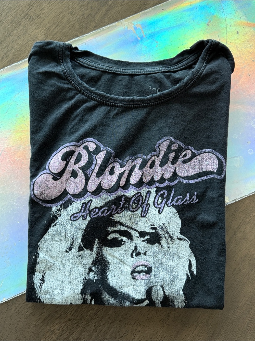 Recycled Karma Blondie 'Heart of Glass' Black Graphic Tee
